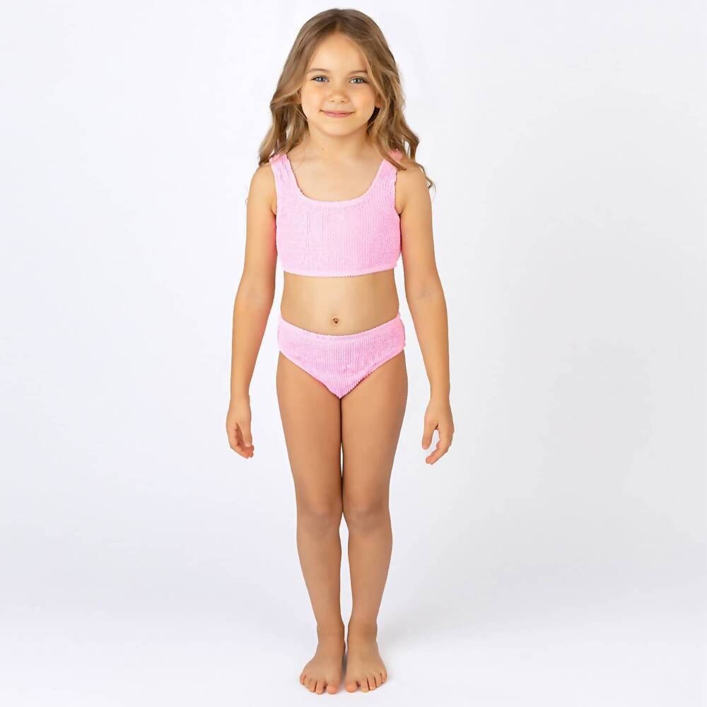NEW SHADE CRITTERS girl's crinkle textured bikini in pink